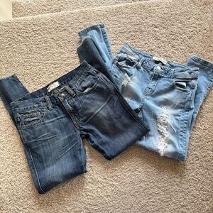 Lot Of 2 Free People & I & M Blue Women Ripped Fray Raw Hem Skinny Jeans Size 24